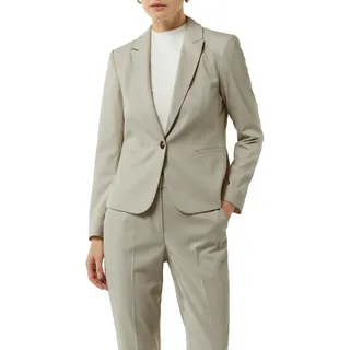 Longblazer COMMA, Damen, Gr. 34, beige (sand), Obermaterial: 66% Polyester, 32% Viskose, 2% Elasthan. Futter: 100% Polyester, unifarben, regular fit normal, tiefer V-Ausschnitt, Blazer Longblazer, mit V - Ausschnitt