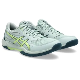 Asics Hallenschuh ASICS "GEL-ROCKET 12", Herren, Gr. 48, lichen rock, tranquil teal, Synthetik, Schuhe Hallenschuh, besonders geeignet für Handball und Volleyball