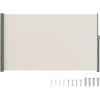 Einziehbare Seitenmarkise, 71''x 118'' Sichtschutz für den Außenbereich, 180 g Polyester, wasserdichter, einziehbarer Terrassenschirm, UV 30+, Raumteiler, Windschutz für Terrasse, Garten, Balkon, beige - Beige