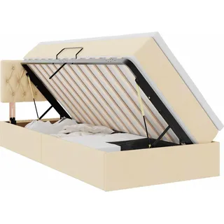 vidaXL Aufbewahrungsbett mit Matratze Creme 100 x 200 cm Holzwerkstoff - Creme