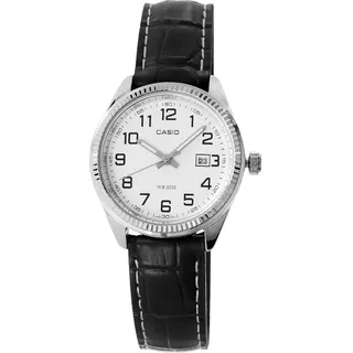 Casio Damenuhr LTP-1302PL-7BVEF Lederarmband schwarz - Schwarz, Silber