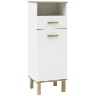 Schildmeyer MÖBELPARTNER Badschrank Padua 142178 weiß glanz, eiche landhaus 40,4 x 35,0 x 114,5 cm