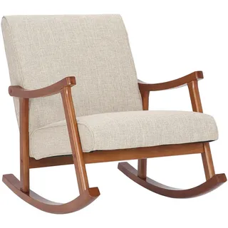 CLP Schaukelstuhl Stoff Creme , Holz , 67x82x92 cm , Wohnzimmer, Sessel, Schaukelstühle