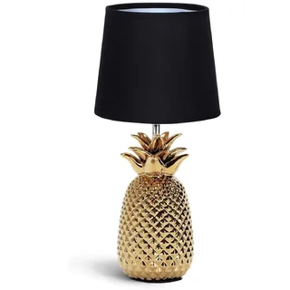 Aigostar Nachttischlampe, Tischlampe Keramik Tischleuchte Lampe für Nachttisch Beistelltisch Dekolampe Nachttischlampe Stoffschirm Gold Modern E14 H36cm