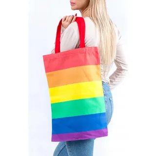 Einkaufstasche aus Baumwolle mit Regenbogen-Pride-Motiv, LGBT, groß, XXL