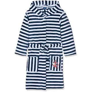Playshoes Unisex Kinder Fleece-Bademantel Morgenmantel, Ringel, 122/128