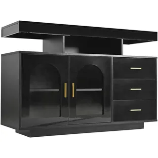 Flieks Sideboard LED Schwarz 120cm 16 Farben Hochglanz Stauraum , Holzwerkstoff , 40x80x120 cm , Kleinmöbel, Kommoden, Sideboards