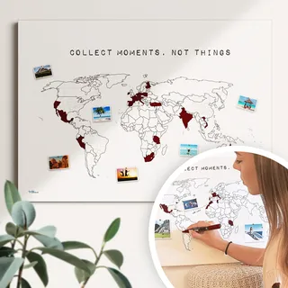 Weltkarte zum Ausmalen "Collect Moments" - Nachhaltig & Handmade in Germany - Größe: 60x40cm