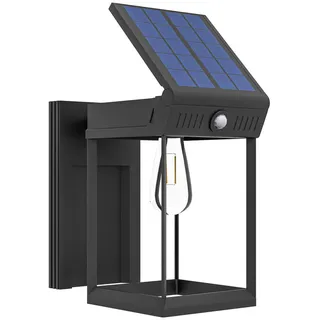 Outsunny Solar Wandleuchte, LED Außenleuchte Gartenleuchte mit Warmweißes Licht, Schwarz , Kunststoff , LED integrated , 24x24x14 cm , Lampen & Leuchten, Außenbeleuchtung, Außenleuchten