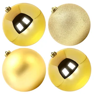 Benjia Weihnachtskugeln Groß Aussen, Dekokugel Wetterfeste Riesen XXL Große Gross Outdoor Draußen Draussen Kunststoff Weihnachtskugel Christbaumkugeln Kugeln Weihnachten (20cm/4STK, Gold)