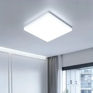 EASY EAGLE LED Deckenleuchte Flach, 6500K 24W 2400LM Quadratisch Küchenlampe Decke, Deckenlampe Eckig Panel, IP44 Badezimmerlampe für Schlafzimmer Flur Küche Esszimmer Ø18cm