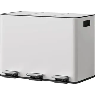 Küchenabfallbehälter, 3-Fächer-Design, Soft-Close-Deckel, Weiß