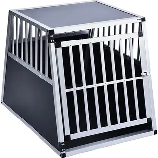 Home Deluxe - Hundetransportbox Alu SKITO - L - 90 x 65 x 69 cm - Farbe: Silber / Schwarz - Material: MDF Platten, Aluminium I Hundetransportbox Transportlösung Alu-MDF-Material Tierfreundlich Tierbedarf - Grau