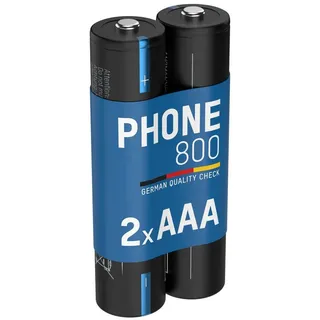 Ansmann Telefon Akku Micro AAA LR03 800mAh 1,2V NiMH, 2 Stück, wiederaufladbar, ideal für DECT Phone, Schnurlostelefon, Babyphone, Ersatzakku