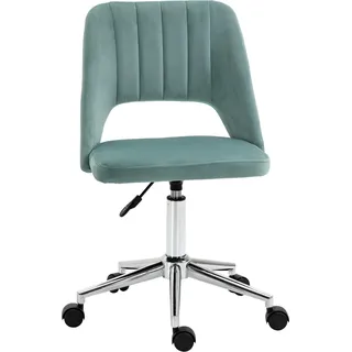Schreibtischstuhl, Höhenverstellbar Homeoffice Stuhl ohne Armlehne, drehbar Bürostuhl mit Samtoptik, Ergonomisch Schminkstuhl für Schlafzimmer, Arbeitszimmer, Grün - Grün