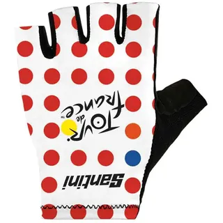 Santini Tour De France Official Gpm Leader Kurze Handschuhe - Red / White - XL