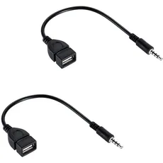 Audioproject A437-2 Stück- USB auf 3,5mm AUX Klinkenstecker OTG MP3 Music Adapter-Kabel schwarz