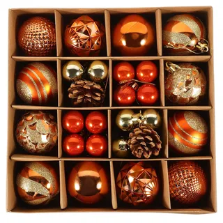 UKCOCO 42pcs Weihnachtskugeln Holz: Mini Christbaumkugeln Weihnachtskugel - Weihnachtsbaumanhänger Weihnachtskugeln Hängedekoration Für Weihnachtsfeiern Und Baumdekoration
