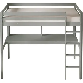 Sunny Sil Hochbett aus Holz mit Schreibtisch in Grau | Kinderbett ohne Matratze | Einzelbett mit Treppe in 208 x 100,5 x 172 cm | Für Matratzengröße: - Grau