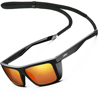 ATTCL Sonnenbrille Herren Polarisiert Sport UV400 TR90 Rutschfest Band | Leicht, HD TAC Linse, Blendschutz, Rechteckig Rahmen, Seitenschild Design, Autofahren, Angeln, Cat 3