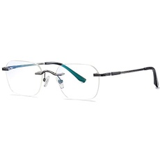 Cyxus 100% Titan Blaulichtfilter Brille Herren Damen mit Rahmenlos Retro Rechteck Nerdbrille ohne stärke Brillenfassung Gaming Brille für PC TV Tablet(Waffenfarbe Tempel)