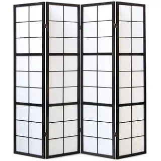 Homestyle4u Paravent Raumteiler, 3 4 5 oder 6 teilig Trennwand Shoji Faltbar Schwarz