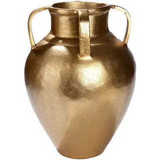 Dekovase , Goldfarben , Metall , rund , 33 cm , auch für frische Blumen geeignet , Dekoration, Vasen, Metallvasen