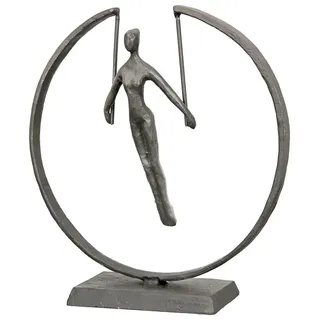 Casablanca Skulptur Gymnast, Deko Figur Braun, Metall Statue Wohnzimmer, Büro Dekoration H. 21 cm x B. 20 cm - Moderne Skulpturen, Turnen Sportfigur Fitness