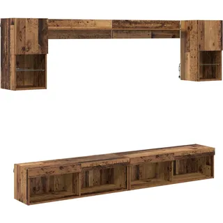 vidaXL TV Wand Einheiten mit LED 6 stk. Altholz Holzwerkstoff - Braun