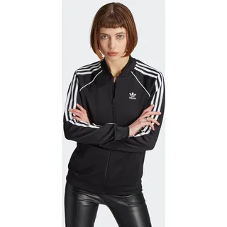 Trainingsjacke ADIDAS ORIGINALS "ADICOLOR CLASSICS SST ORIGINALS", Damen, Gr. XS, schwarz, Obermaterial: 50% Baumwolle, 43% Polyester, 7% Elasthan, gestreift, Jacken Trainingsjacke, Sportjacke Superstar