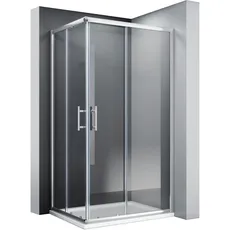 SONNI Duschkabine 76x90 cm Eckeinstieg Duschabtrennung Doppel Schiebetüren Echtglas Duschtür Sowohl auf Duschtassen als auch auf Fliesen installierbar