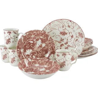 CreaTable Kombiservice 16-tlg. rot Damask