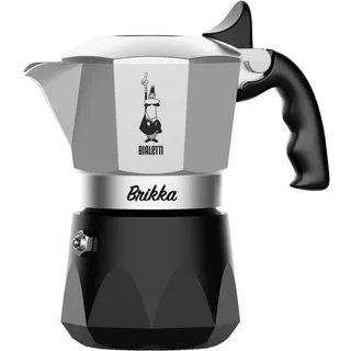 Bialetti Brikka 0,1 l 2 Tassen Schwarz/Silber