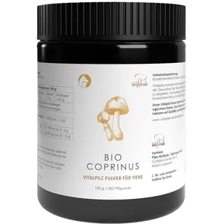 Pilze Wohlrab - Bio Coprinus comatus Pulver für Tiere - 100 g - Reines Schopftintling Pulver - Vitalpilze - Dosierung für Tiere - 1 Dose - Höchste Bio-Qualität