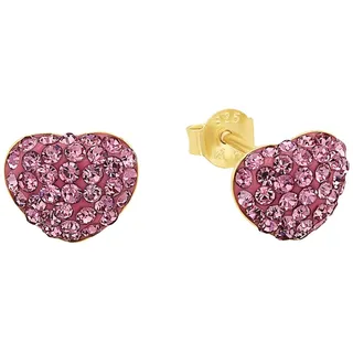 Amor Paar Ohrstecker »Herz, Trachtenschmuck, Volksfest« mit Kristallglas, pink