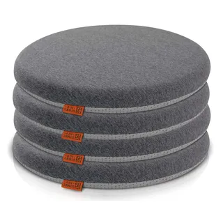 Sitzkissen Outdoor für Gartenstuhl & Balkon – Dickes Memory Foam Stuhlkissen 40x40 cm – Bequem, Rutschfest & Formstabil – Rund & Eckig als 2er oder 4er Set wählbar – Esszimmer Küche – OEKO-TEX