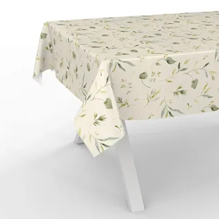 ANRO Wachstuchtischdecke abwaschbar 140 x 140 cm Beige/Floral