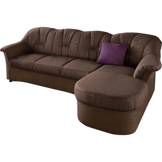 Ecksofa DOMO COLLECTION "Flores Schlafsofa, B/T/H: 233/142/86 cm, L-Form", braun (braun, dunkelbraun), B:231cm H:84cm T:142cm, Kunstleder SOFTLUX / Struktur ( 90% Polyester, 10% Polyacryl );NaturLEDER (echtes Rindsleder) in Sitz und Rücken. Korpus in passendem Kunstleder SOFTLUX bezogen;Microfaser PRIMABELLE (100% Polyester) / Struktur ( 100% Polyester ), Sofas, Ecksofa, wahlweise mit Bettfunktion, wahlweise mit Federkern, auch in Leder