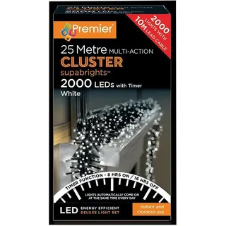 2000 LED Multi Aktion Weiß Gruppe Weihnachtsbeleuchtung mit Zeitgeber - PREMIER