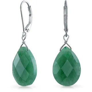 Klassische Facettierte Briolette Blauer Lapislazuli Edelstein Grüner Aventurin Lila Amethyst Birnenförmiger Tropfen Träne Baumeln Hebel Zurück Ohrringe Für Frauen .925 Sterling Silber