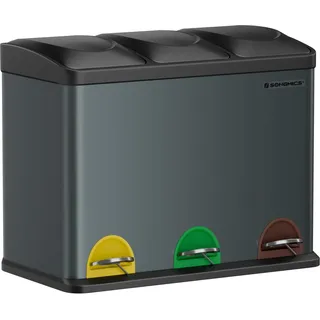 Songmics Mülltrennsystem 45 l grüngrau-tintenschwarz