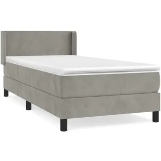 vidaXL Boxspringbett mit Matratze Hellgrau 90x200 cm Samt - Grau