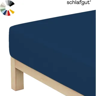 schlafgut Spannbettlaken Jersey 140 x 200 - 160 x 200 cm blau