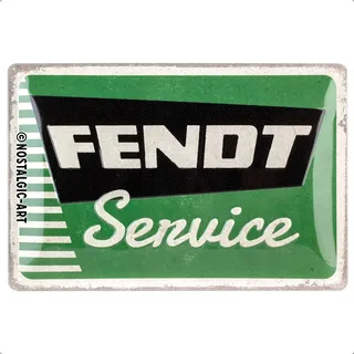 Nostalgic Art Blechschild, 30 cm Fendt Service – Geschenk-Idee für Traktor-Fans, aus Metall, Vintage-Design zur Dekoration, 20 x