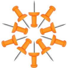 VAPKER Reißzwecken, 120 Stück, massiv, orange, Reißnägel, größere Größe, Kunststoffkopf mit Stahlspitze für Pinnwand