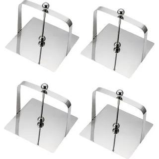 4er Set Serviettenhalter aus Edelstahl | 4-Stück Serviettenhalter mit Gewicht | 13,4 x12 x 13,4cm Serviettenständer mit Beschwerer | Serviettenspender - Serviettenbox | massiver Tischserviettenhalter - Silber