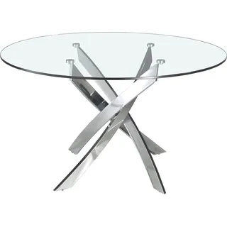 AC ANGEL CERDÁ Esstisch Ø 110 cm Transparent/Edelstahlfarben