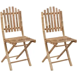vidaXL Klappbare Gartenstühle 2 Stk. mit Kissen Bambus - Beige