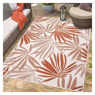Carpet City Outdoorteppich DUO RUG 5771, rechteckig, Höhe: 5 mm, Wendeteppich Wetterfest In- & Outdoor, Balkon, Terrasse, Wohnzimmer rot 200 cm x 290 cm x 5 mm