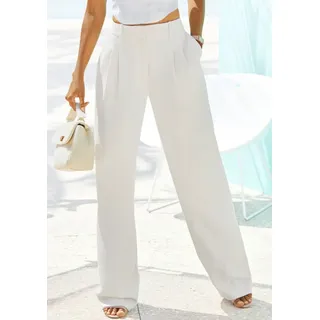 LASCANA Anzughose im Business-Look, elegante Stoffhose mit Taschen und Bundfalten, beige